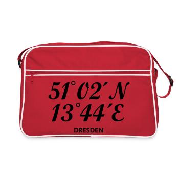 Dresden Koordinaten - Retro Tasche - Rot/Weiß - Vorne