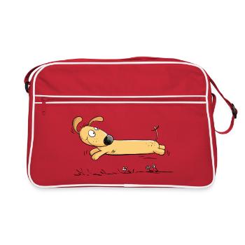 Raging Dachshund Teckel Dog I dog friend gift - Retro Bag - red/white - Front