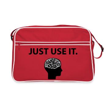 Just Use It Brain Brain Funny Saying - Retro Bag - red/white - Front