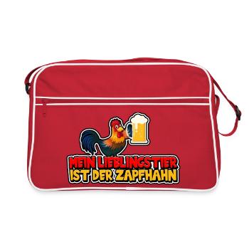 Mein Lieblingstier ist der Zapfhahn - Retro Tasche - Rot/Weiß - Vorne