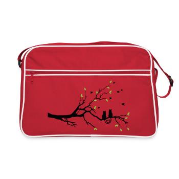 Rameau nocturne à feuilles vertes - Sac Retro - rouge/blanc - Devant