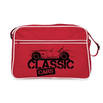 Illustration de voitures classiques musclées américaines V8 - Sac Retro - rouge/blanc - Devant