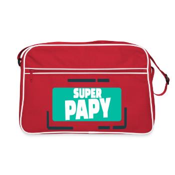 Super Opa bunte Illustration - Retro Tasche - Rot/Weiß - Vorne