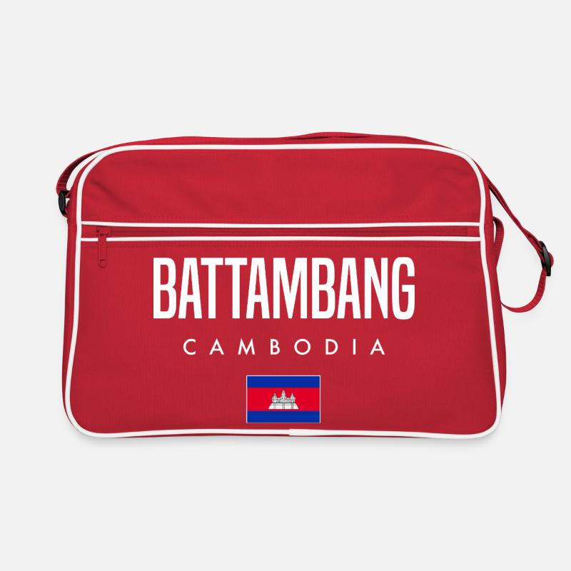 Battambang Cambodge Khmer - Sac Retro - rouge/blanc