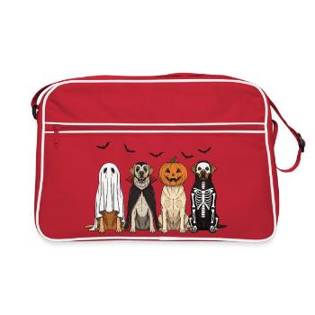 Chiens d'Halloween avec lanterne citrouille, Labrador - Sac Retro - rouge/blanc - Devant