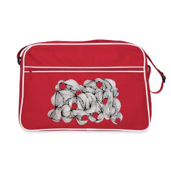 Lined Leaf Weave Pattern - Retro Bag - red/white - Front