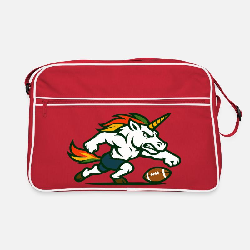 Flammen-Einhorn-Blitz Retro Tasche