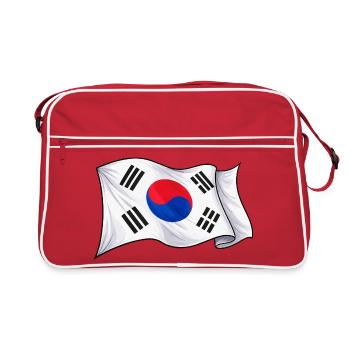 Südkorea Fahne - Retro Tasche - Rot/Weiß - Vorne