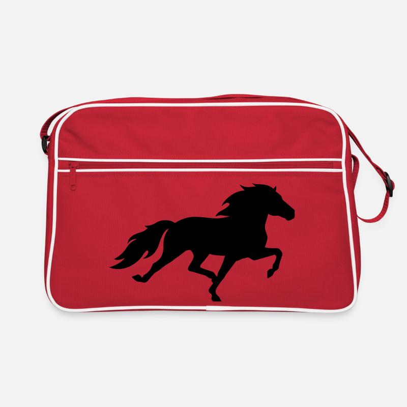 Islandpferd im Rennpass - Retro Tasche - Rot/Weiß