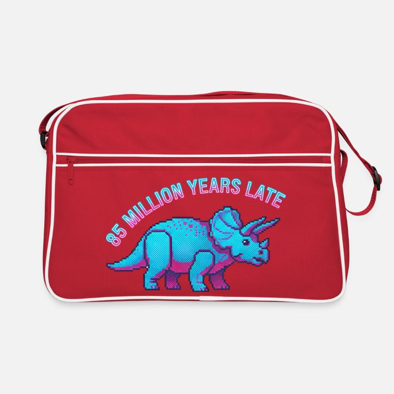Neon Pixel Triceratops 85 Million Years Late Retro Bag