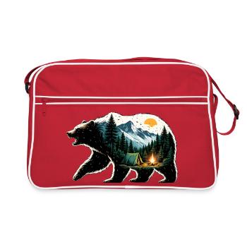 Aventure ursine: camping en montagne - Sac Retro - rouge/blanc - Devant