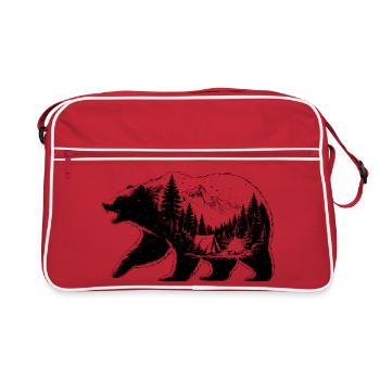 Bear camping landscape - Retro Bag - red/white - Front