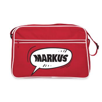 Markus speech bubble cartoon name - Retro Bag - red/white - Front