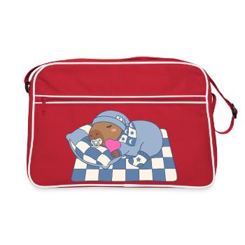 Kawaii Sleepybara - Cozy Baby Capy with Heart - Retro Bag - red/white - Front