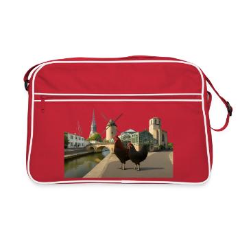 Marans, City Roosters at the Mill - Retro Bag - red/white - Front