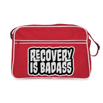 Recovery Is Badass Logo, citation de rétablissement motivant - Sac Retro - rouge/blanc - Devant