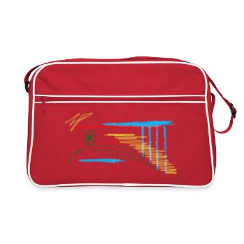 Bunte Linienlandschaft - Retro Tasche - Rot/Weiß - Vorne