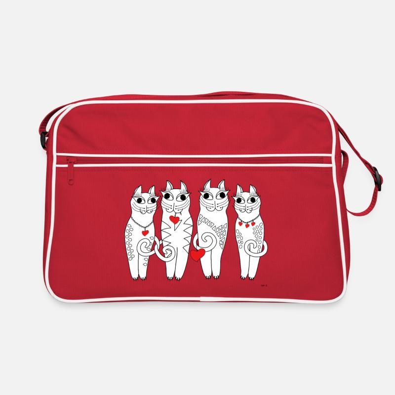 Vier verliebte weiße Katzen, Pärchen, abstrakt Retro Tasche