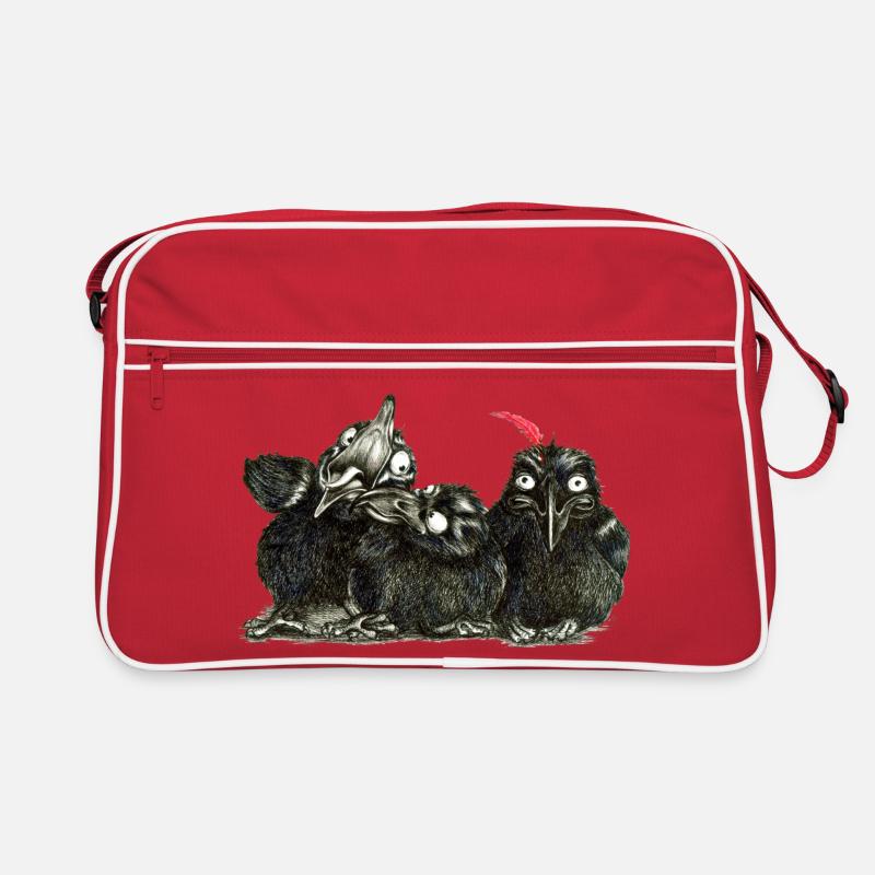 drei junge freche kraehen Retro Tasche