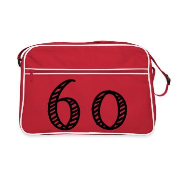 60. 60 YEARS. 60th ANNIVERSARY. 60TH BIRTHDAY. - Retro Bag - red/white - Front