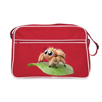 Curious little philippus spider on a leaf - Retro Bag - red/white - Front