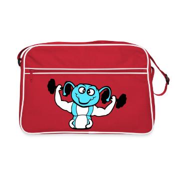 Caterpillar Bodybuilder Muscle Building Strong Fitness Gym - Retro Bag - red/white - Front
