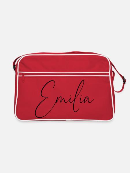 Emilia / Handwriting Design Personalized - Retro Bag - red/white - Front