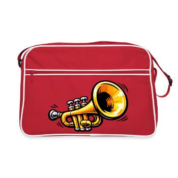 Motif de musicien d’illustration rétro de trompette - Sac Retro - rouge/blanc - Devant
