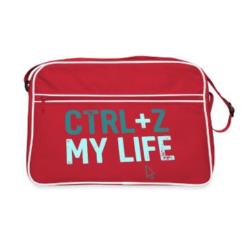 Developer Fun Hoodie, CTRL+Z My Life , Mug - Retro Bag - red/white - Front
