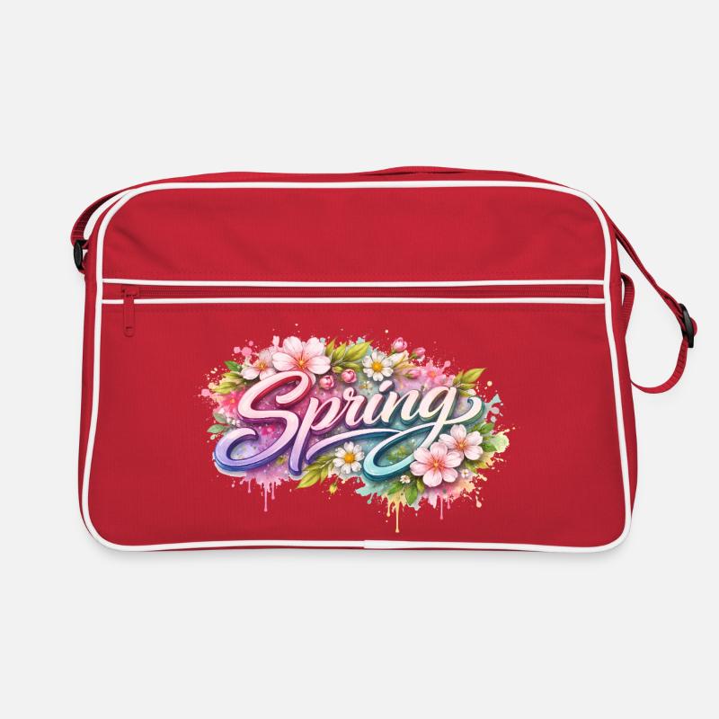 Lettrage printanier avec fleurs Description Sac Retro