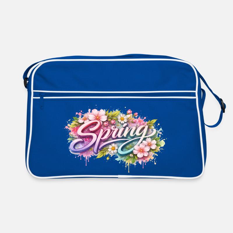 Lettrage printanier avec fleurs Description Sac Retro