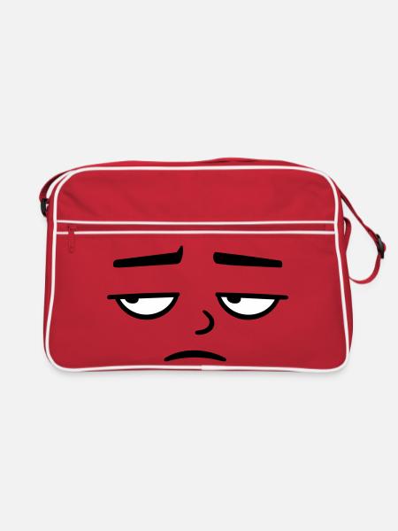 Mürrisches Trauriges Enttäuschtes Gesicht Lustig - Sac Retro - rouge/blanc - Devant