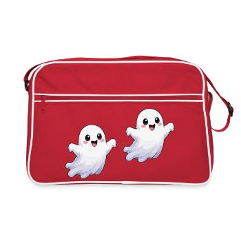 Kawaii Ghost Joy Print - Retro Bag - red/white - Front