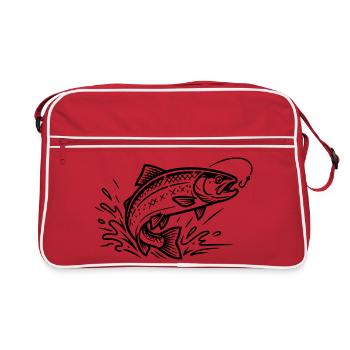 Trout Salmon Jumping Fishing Fishing Fishing Angler - Retro Bag - red/white - Front