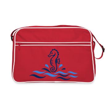 Minimalistisches Seepferdchen - Retro Tasche - Rot/Weiß - Vorne