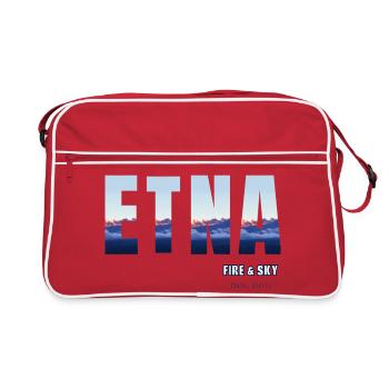 Etna Fire & Himmel: Sizilien Sunset - Retro Tasche - Rot/Weiß - Vorne