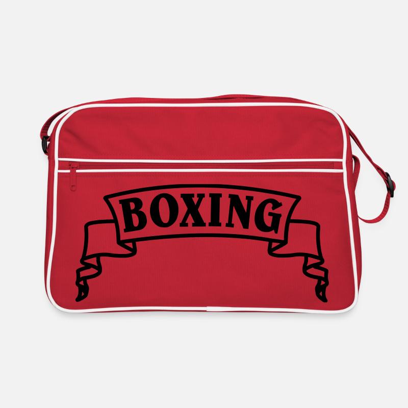 Boxen Boxtext in Wimpel oder Banner Retro Tasche