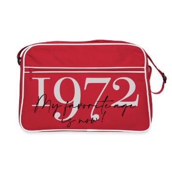 Vintage Year 1972 Script - Retro Bag - red/white - Front