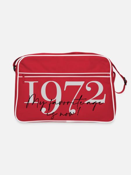 Vintage Year 1972 Script - Retro Bag - red/white - Front