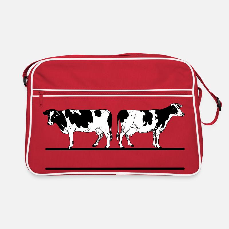 Schwarzweißes Kuhmonogramm Retro Tasche