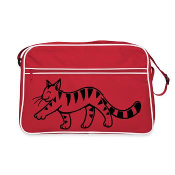 Cartoon Kitten - Retro Bag - red/white - Front