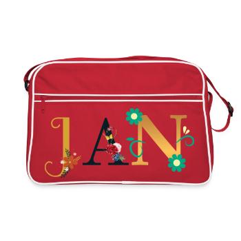 JAN Nom Décoré de Fleurs - Sac Retro - rouge/blanc - Devant