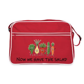Maintenant, nous avons la salade – Humour anglais du jardin - Sac Retro - rouge/blanc - Devant