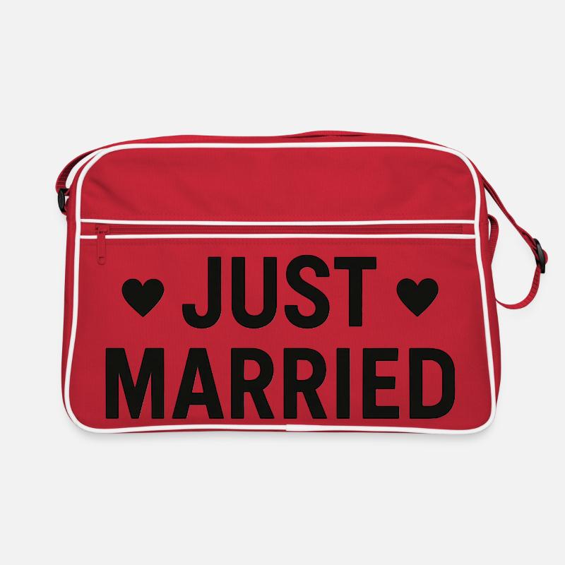 Just Married - Jeunes Mariés - Mariage - EVJF EVG - Sac Retro - rouge/blanc