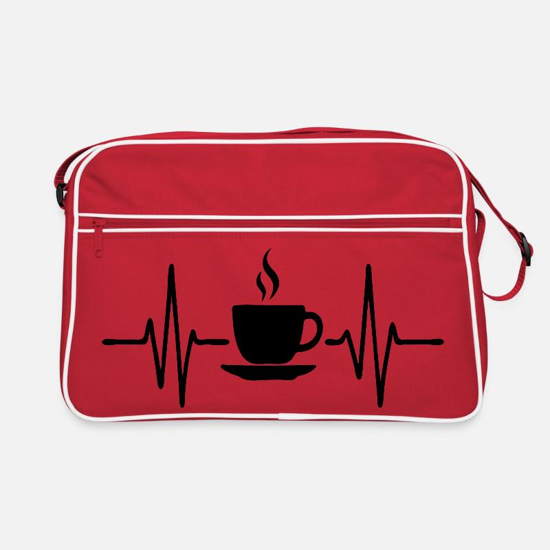 Kaffee Herzschlag, minimalistisches Line Art Design Retro Tasche