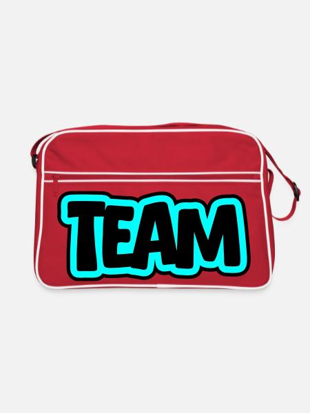Team Schriftzug - Retro Tasche - Rot/Weiß - Vorne