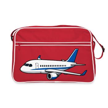 Dessin animé Avion Bleu Blanc - Sac Retro - rouge/blanc - Devant