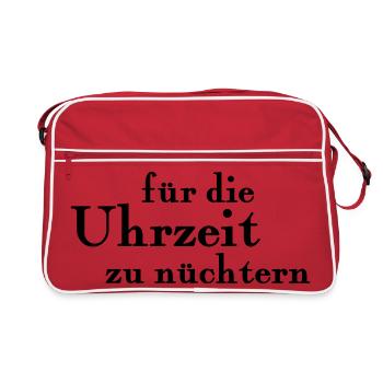 für die Uhrzeit zu nüchtern - Retro Tasche - Rot/Weiß - Vorne