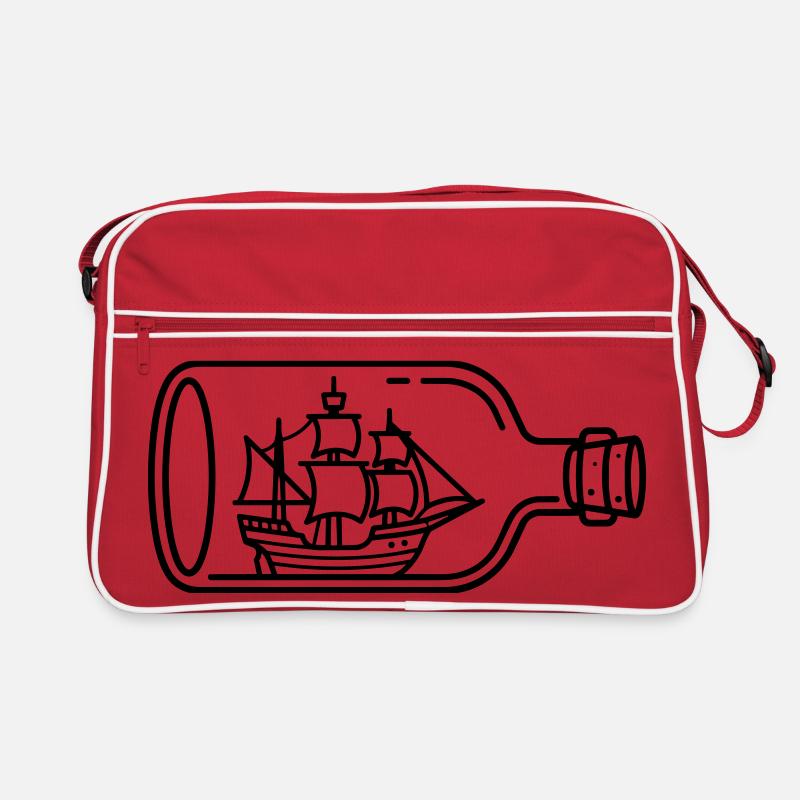 Schiff in der Flasche Retro Tasche