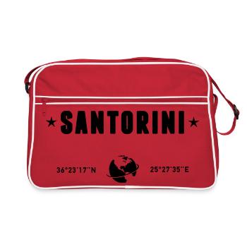 Santorini Greece Coordinates Gps Globe - Retro Bag - red/white - Front